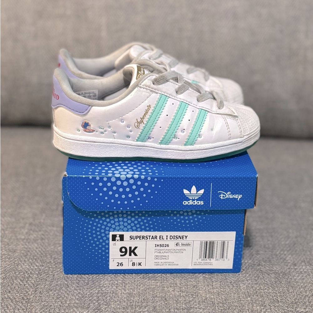 Adidas Disney Superstar El I Kids Sneakers - White and Mint